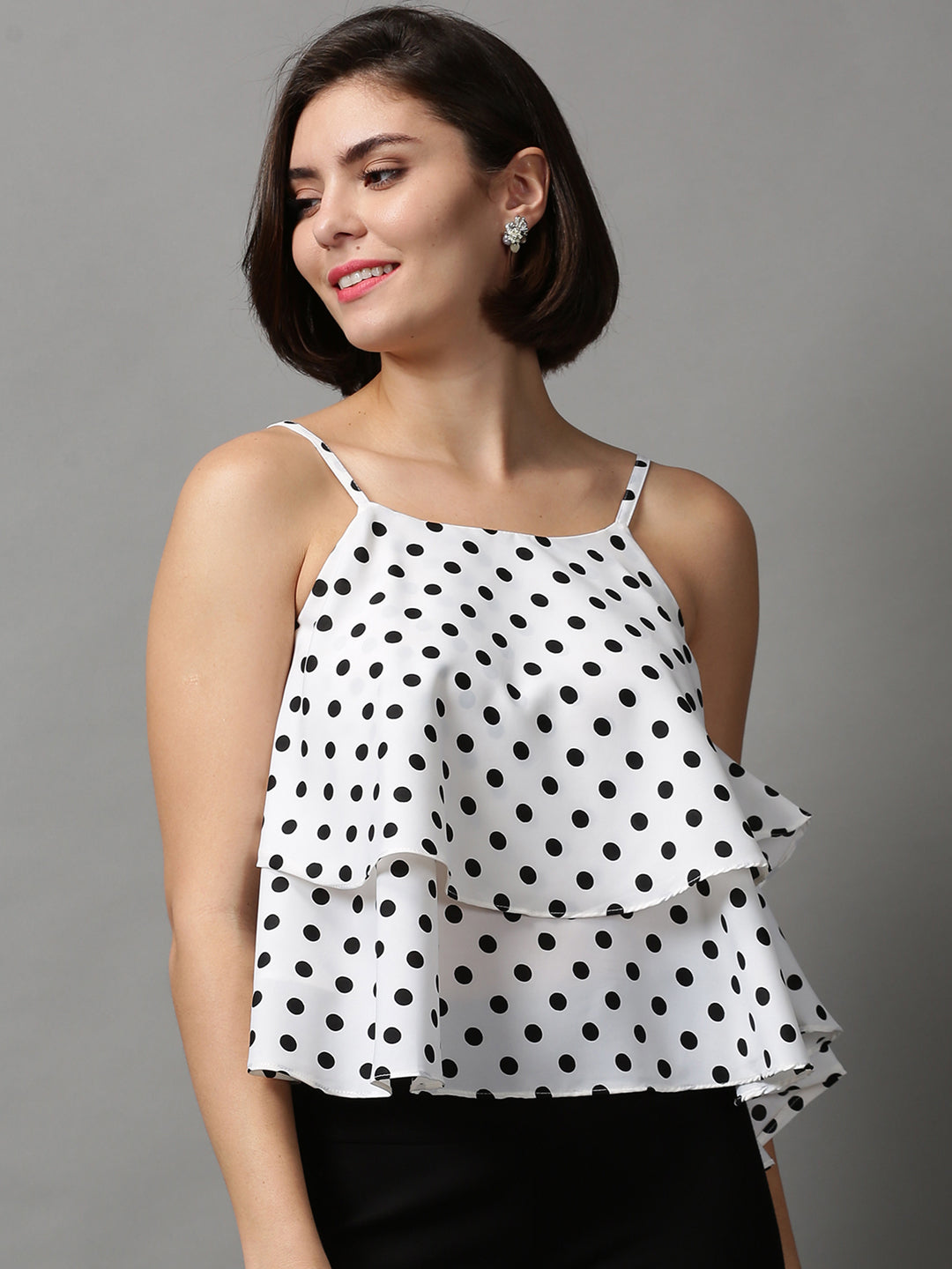 Women's White Printed Top