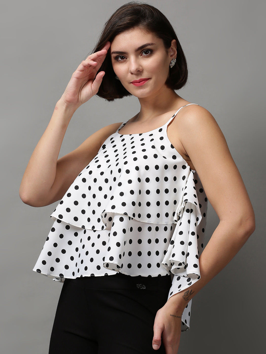 Women's White Printed Top