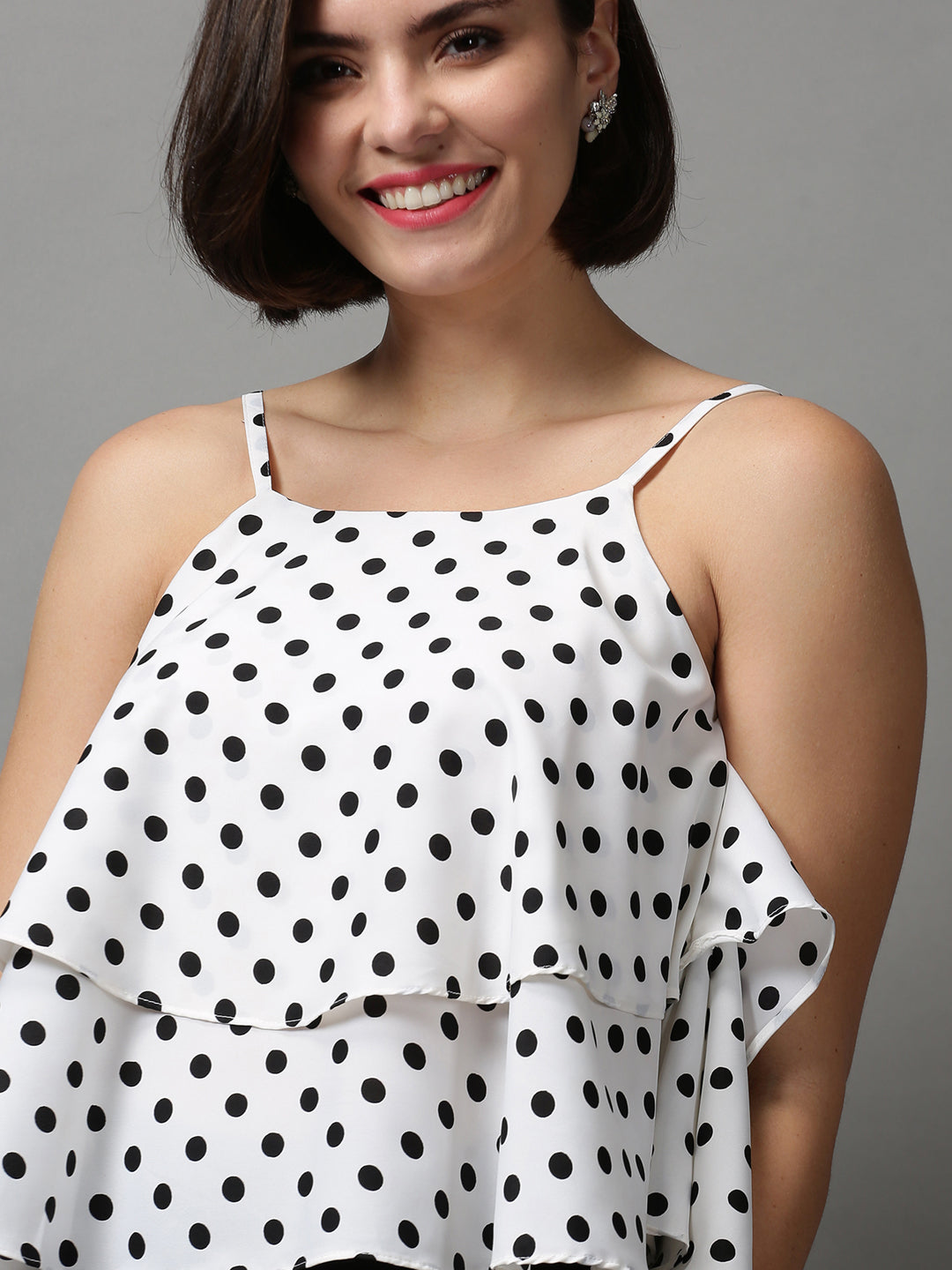 Women's White Printed Top