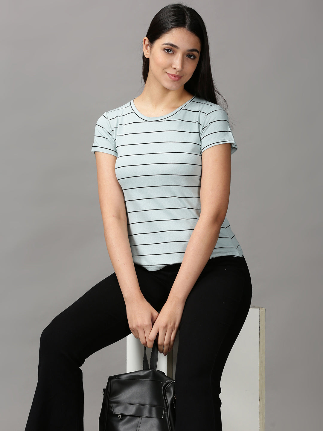 Women's Sea Green Striped Top