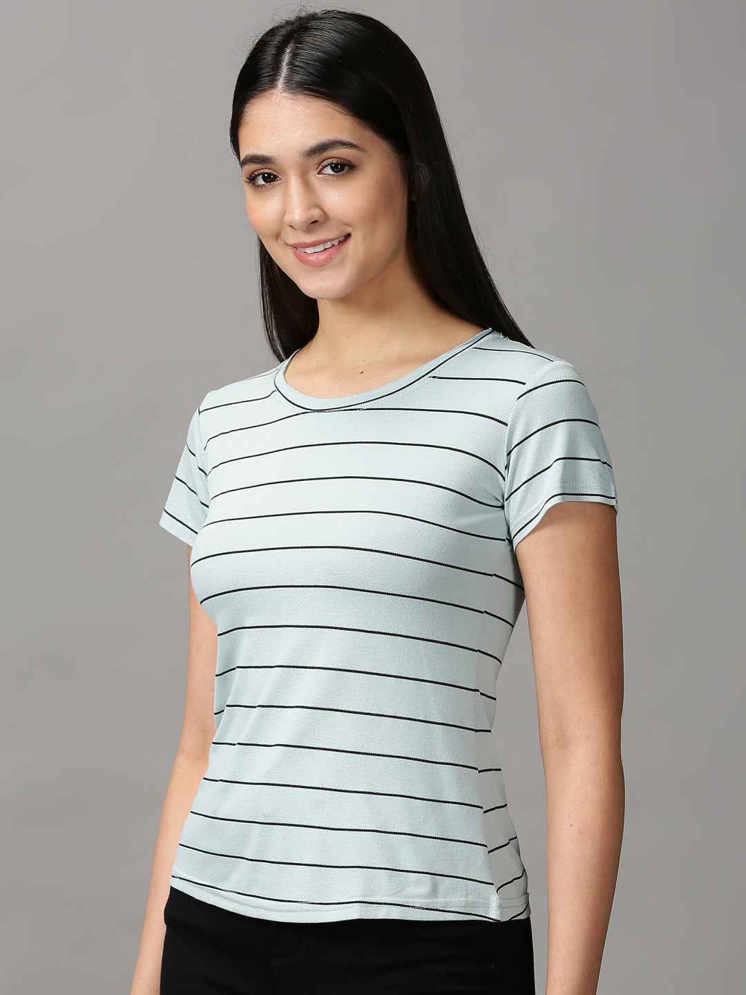 Women's Sea Green Striped Top