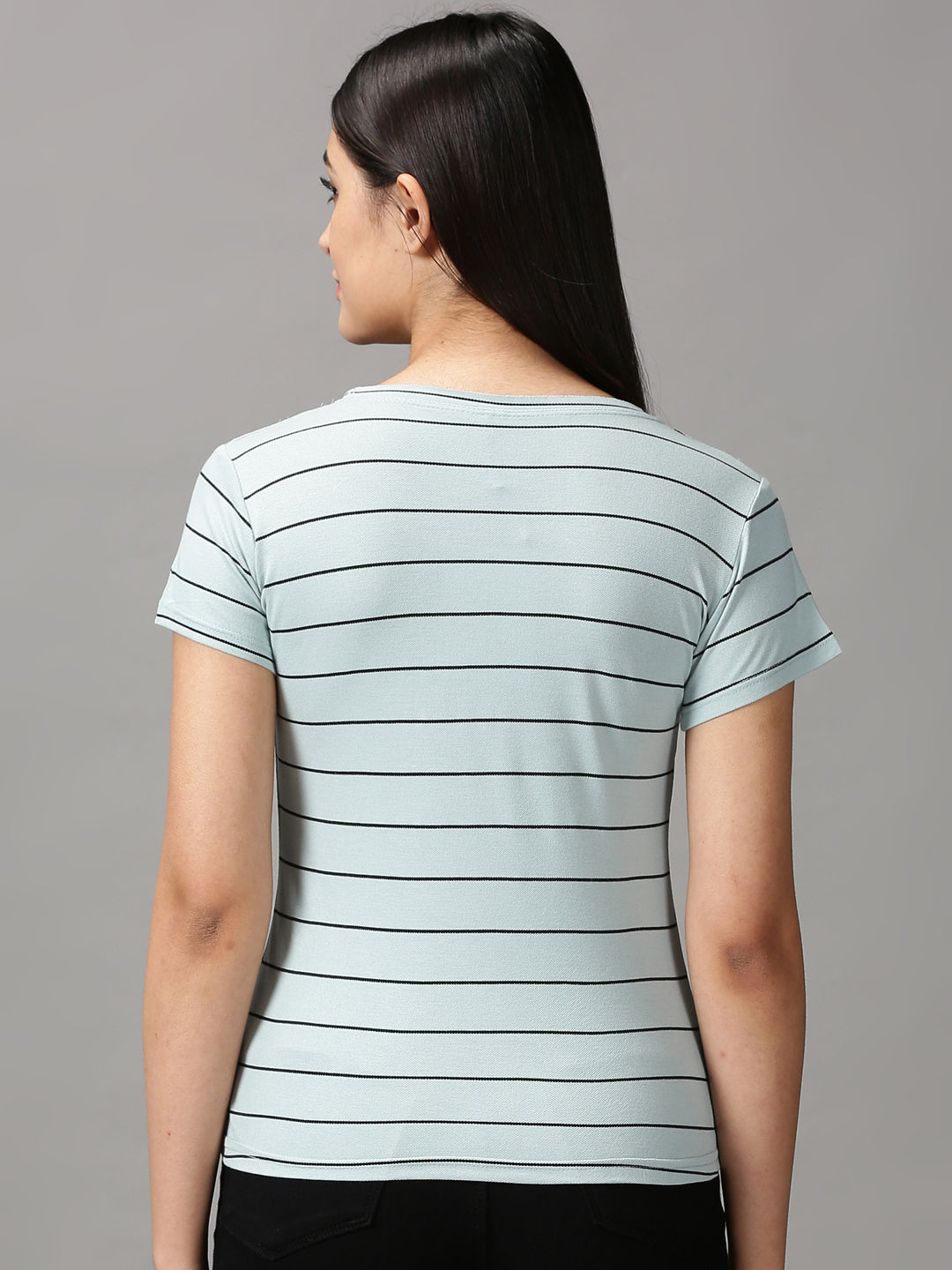 Women's Sea Green Striped Top