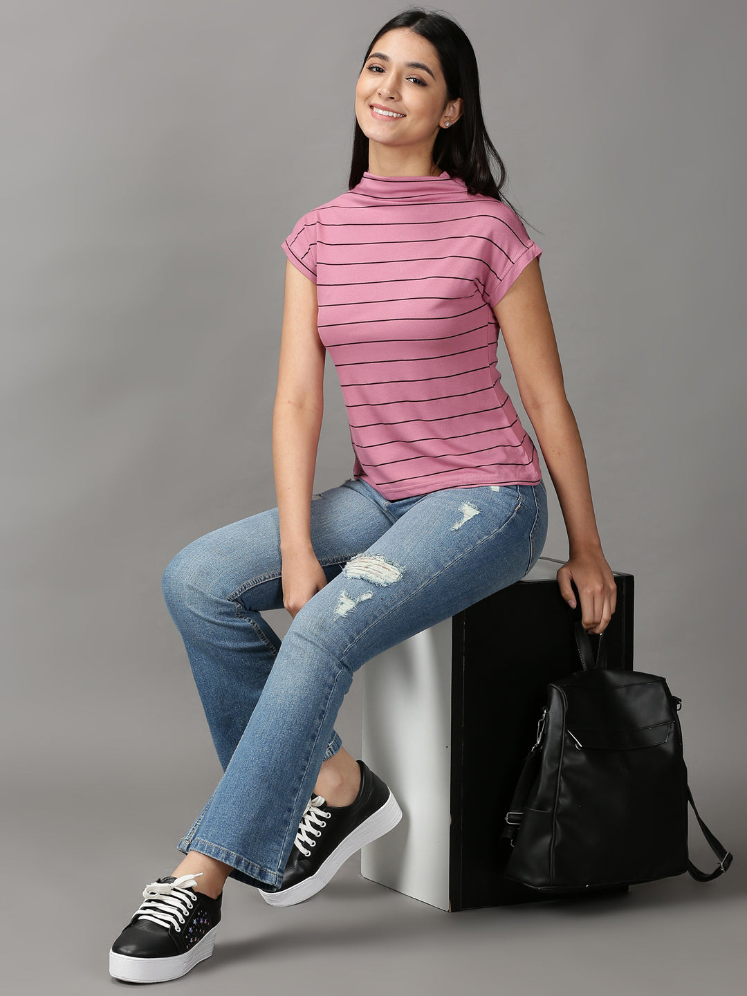 Women's Mauve Striped Top