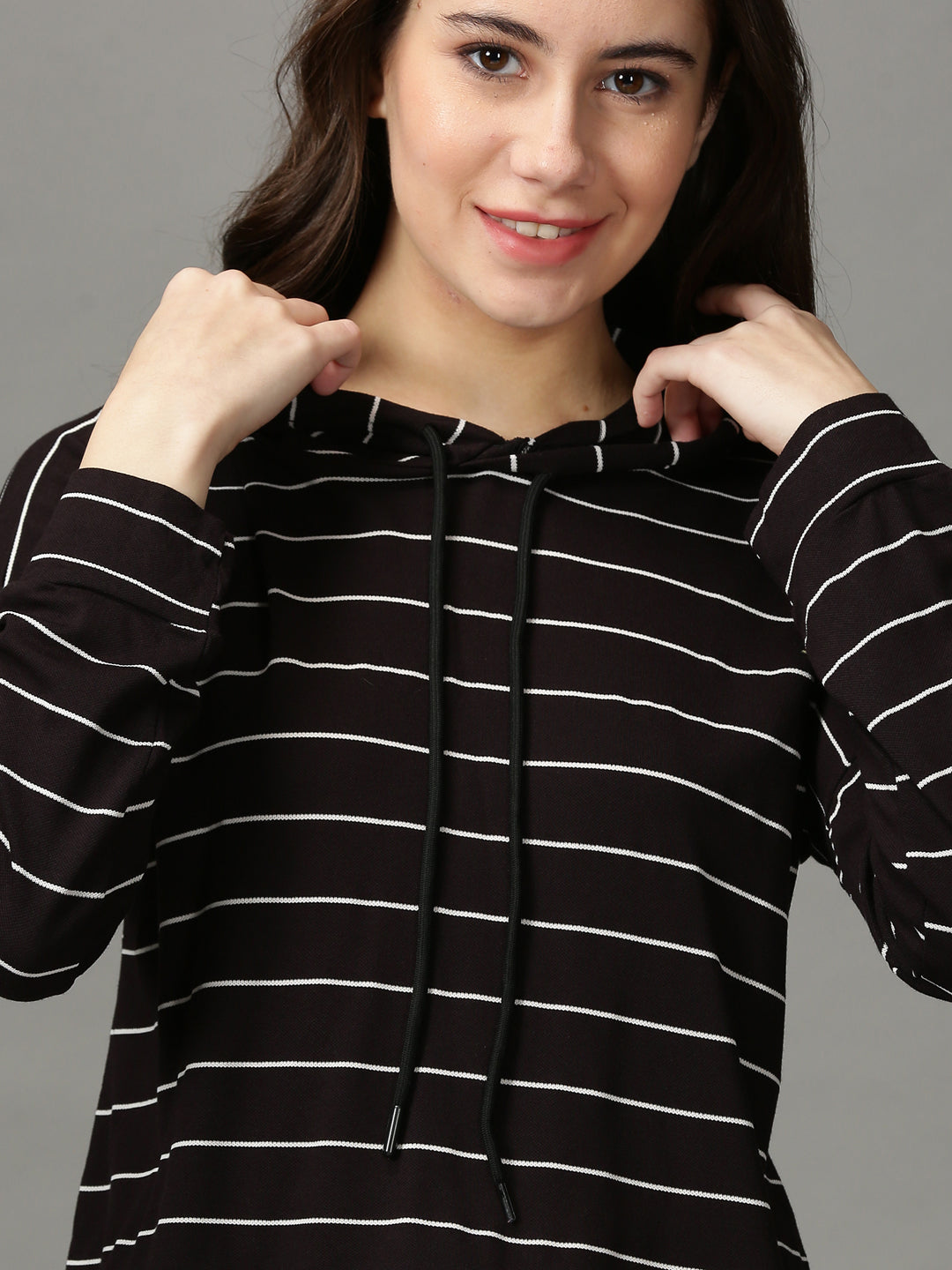 Women's Black Striped Crop Top