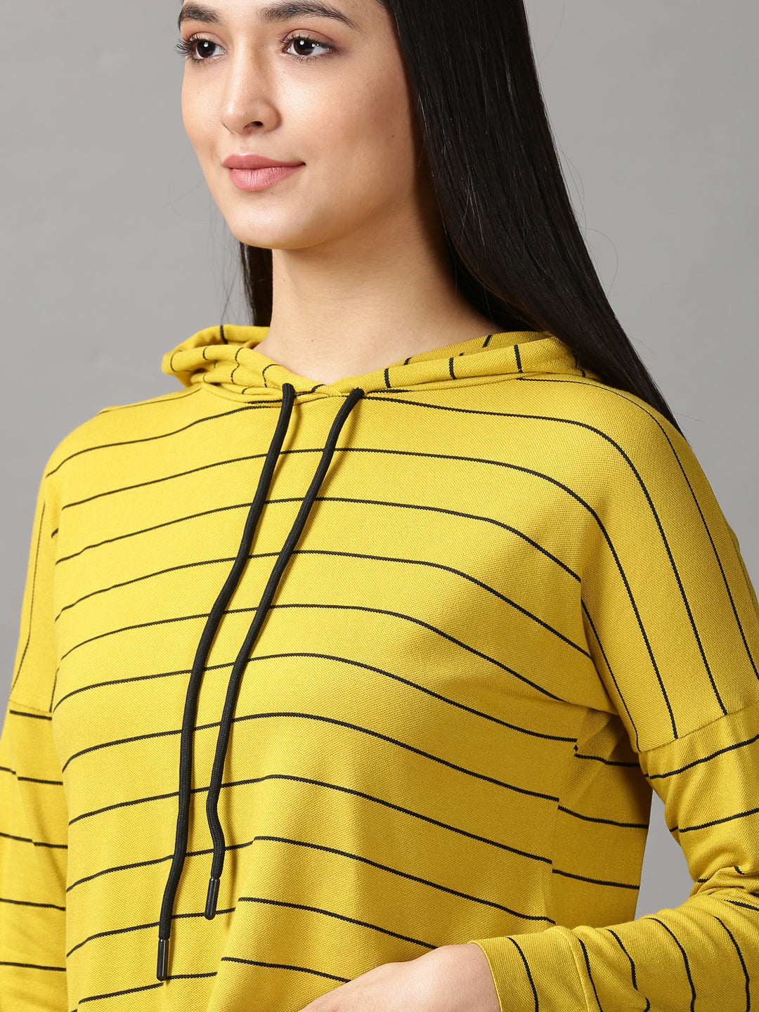 Women's Yellow Striped Crop Top