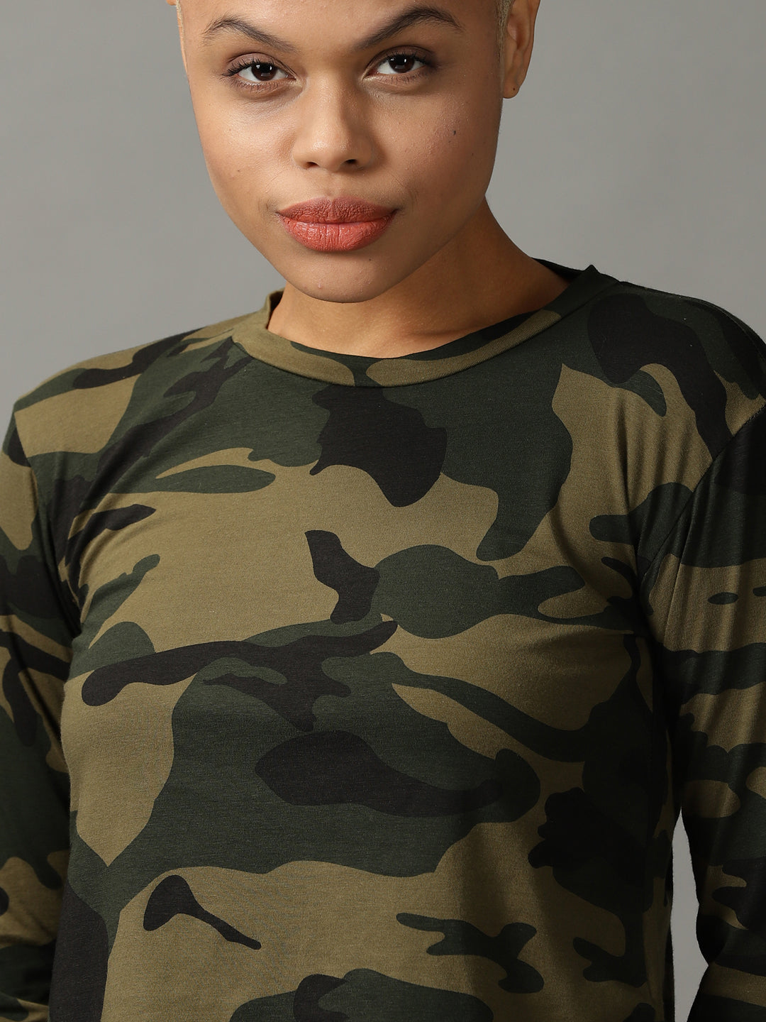 Women's Green Printed Crop Top