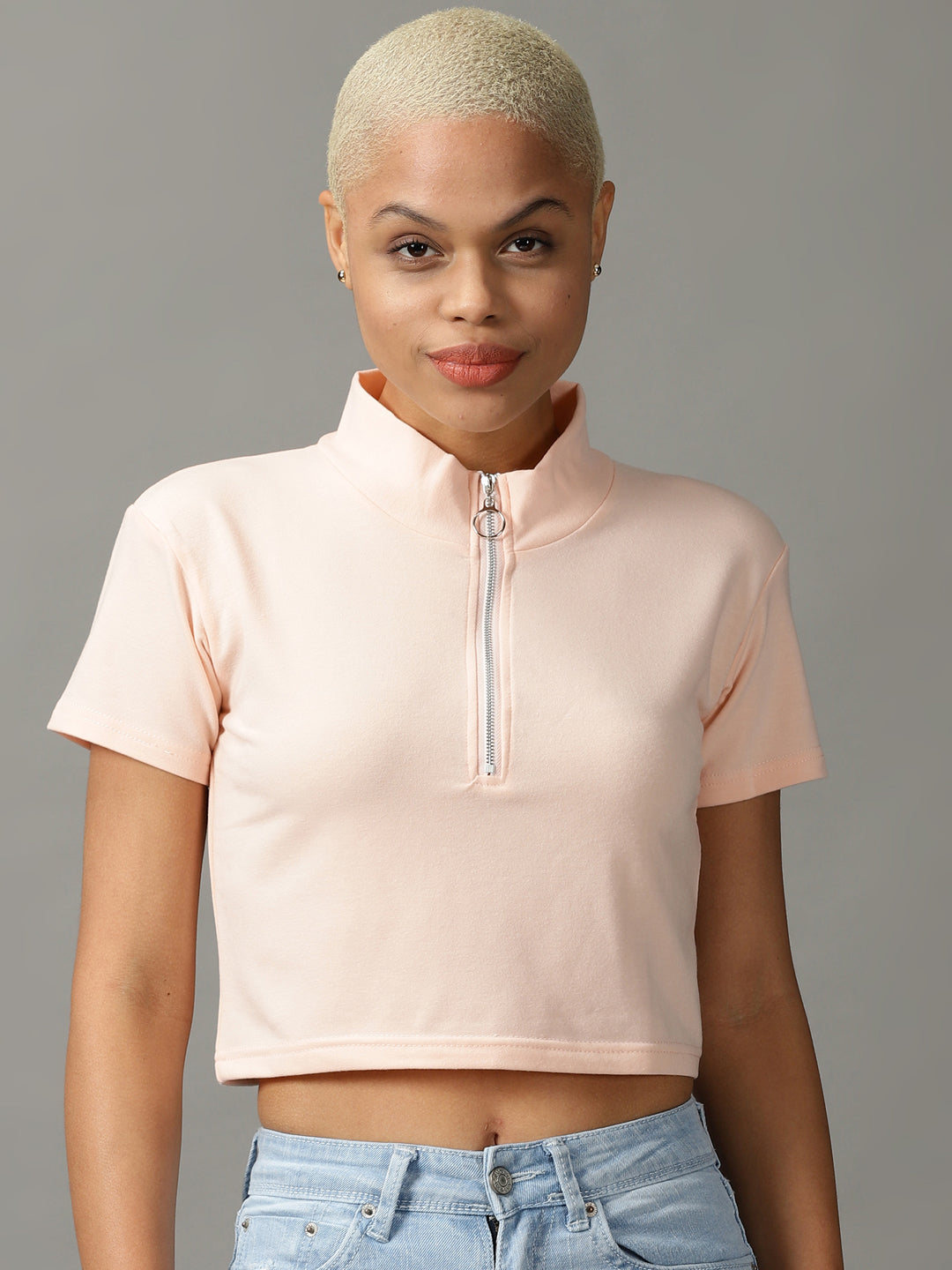 Women's Pink Solid Crop Top