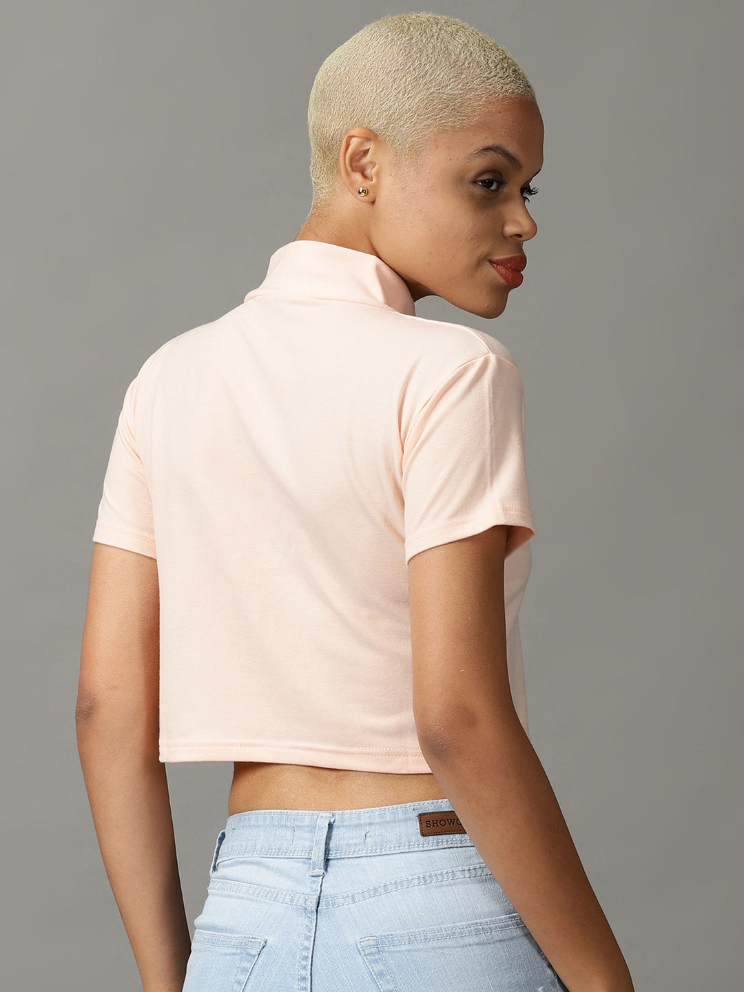 Women's Pink Solid Crop Top