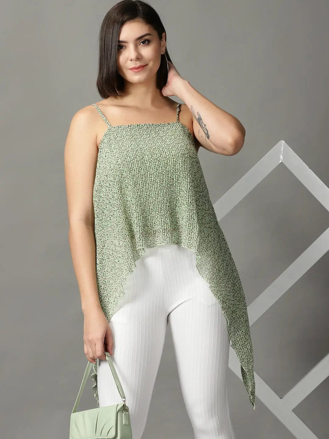 Women's Green Printed Top