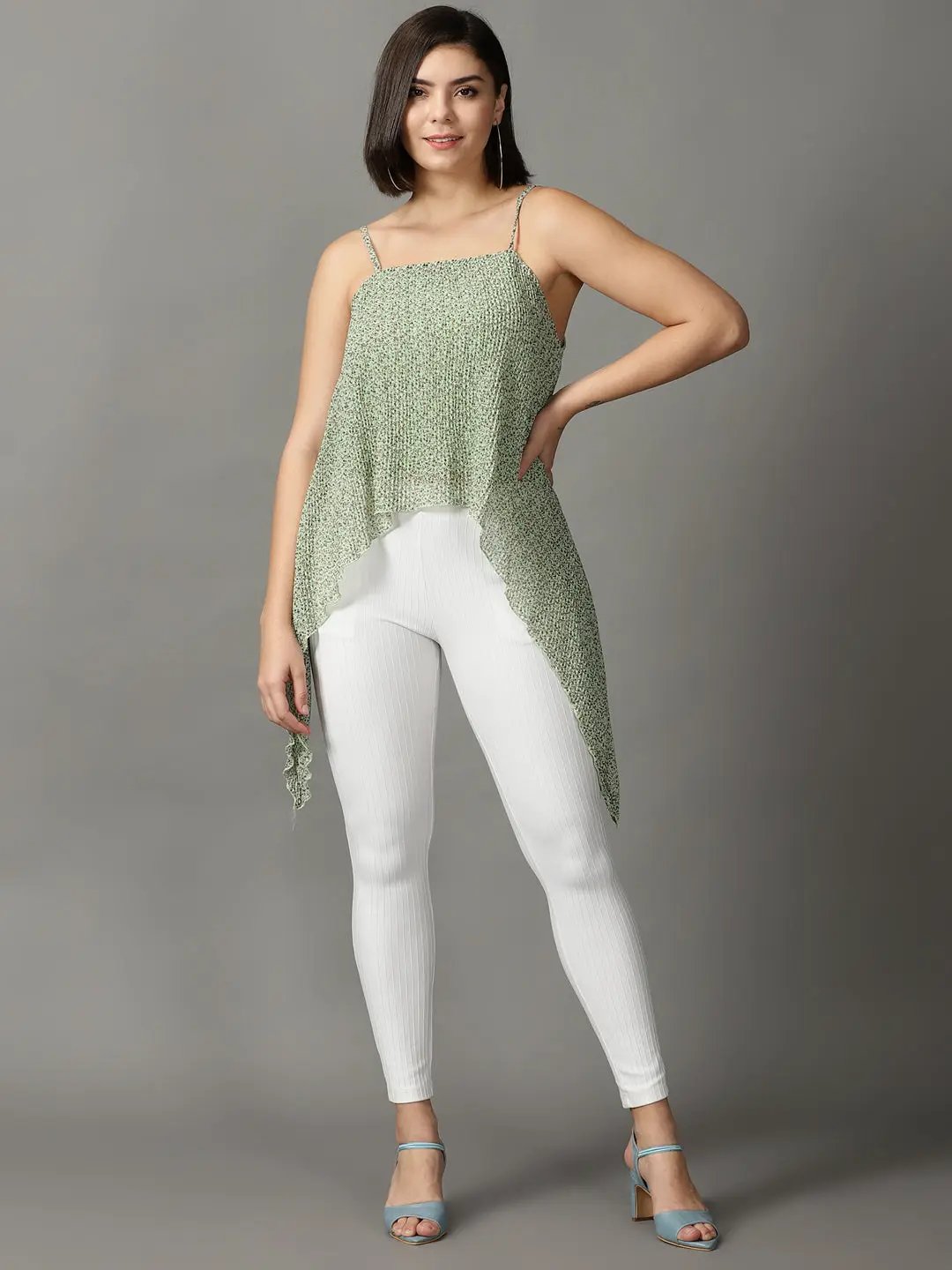 Women's Green Printed Top