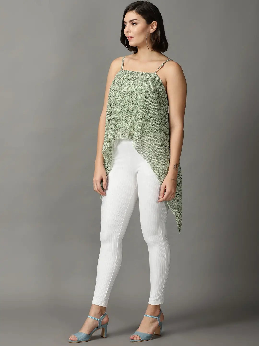 Women's Green Printed Top