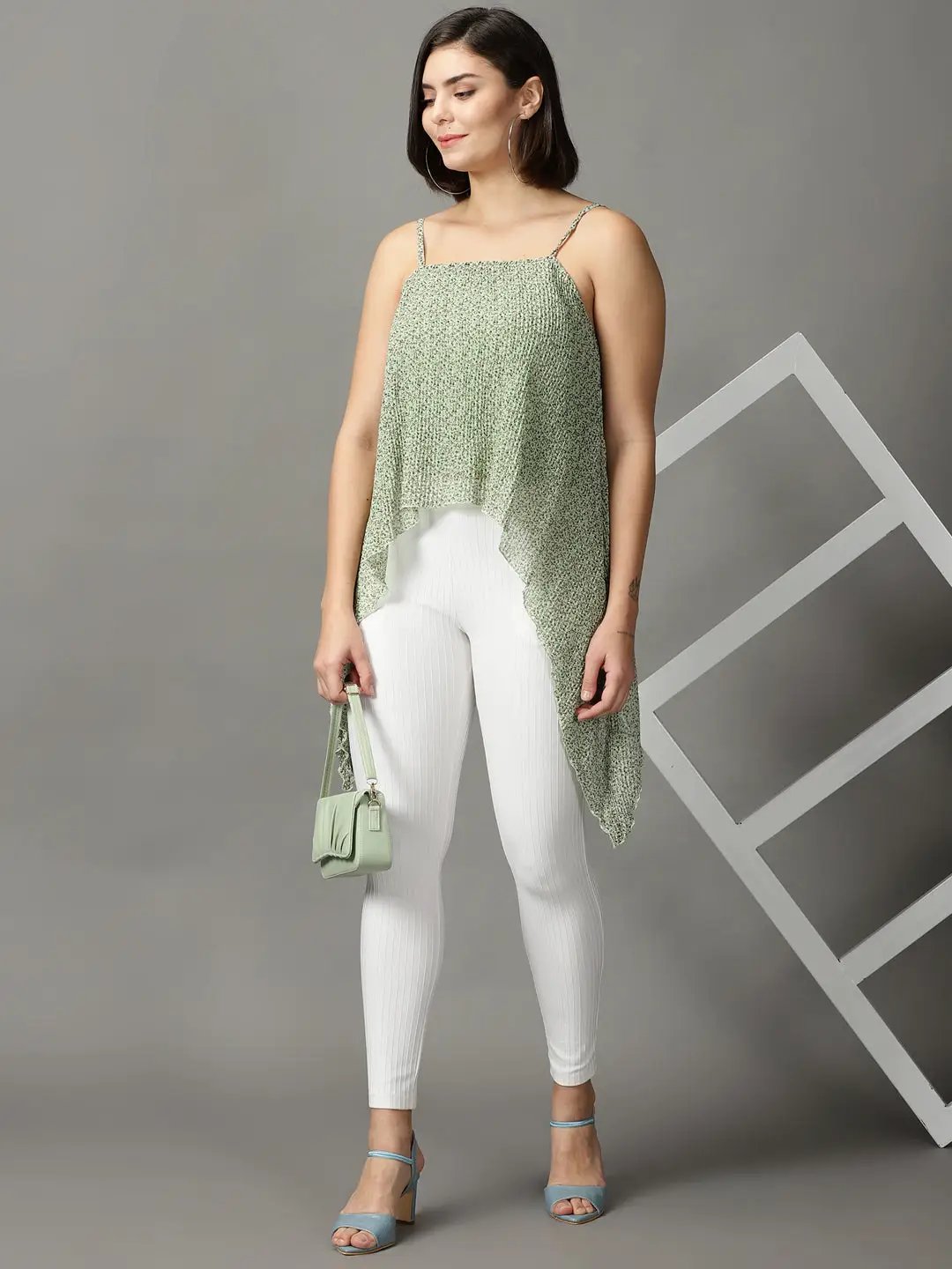 Women's Green Printed Top
