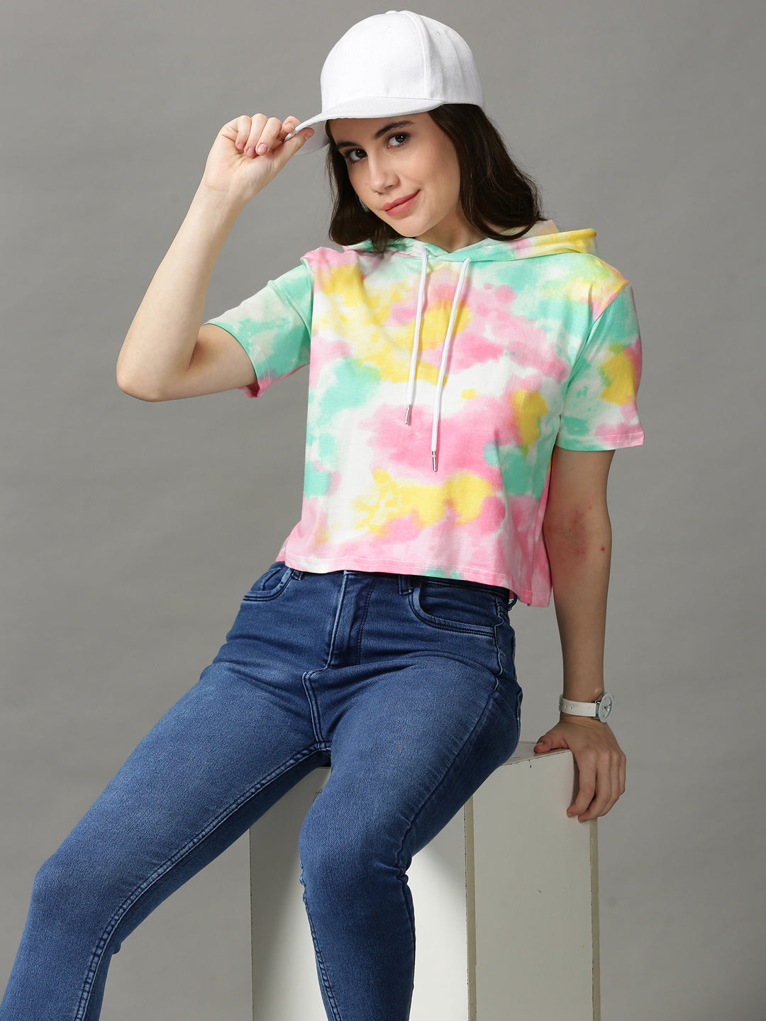 Women's Multi Tie Dye Crop Top