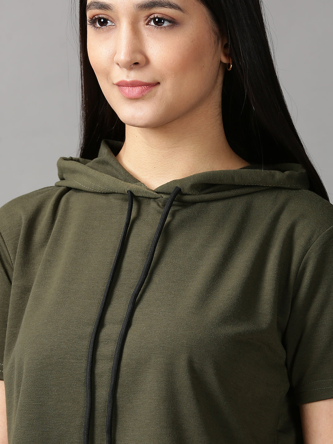 Women's Green Solid Crop Top