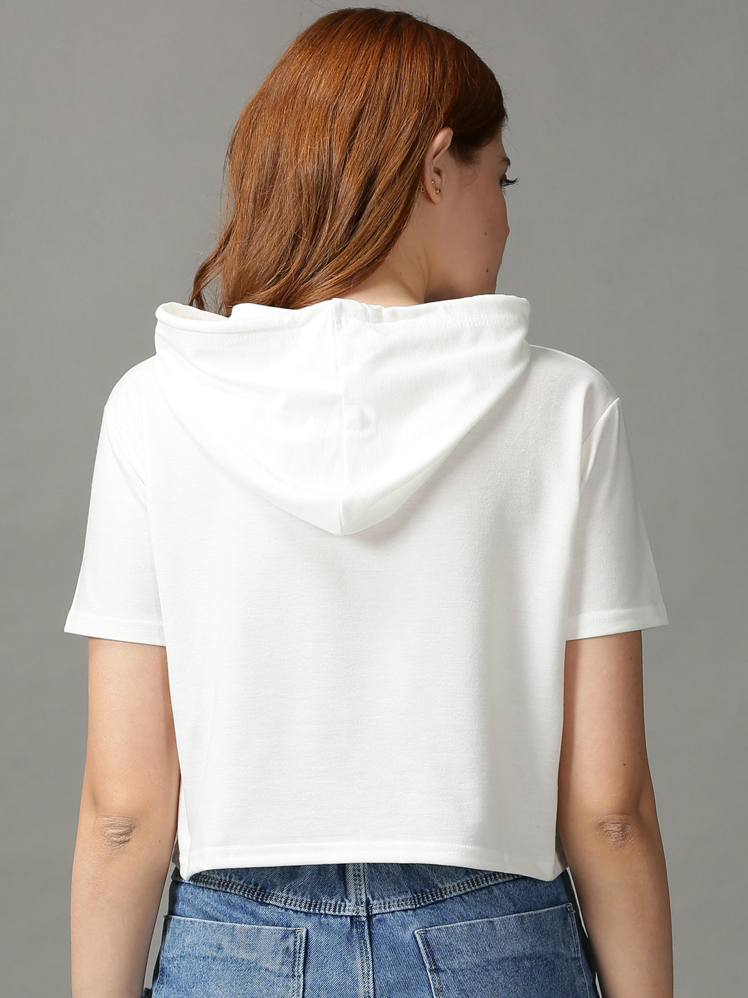 Women's White Solid Crop Top