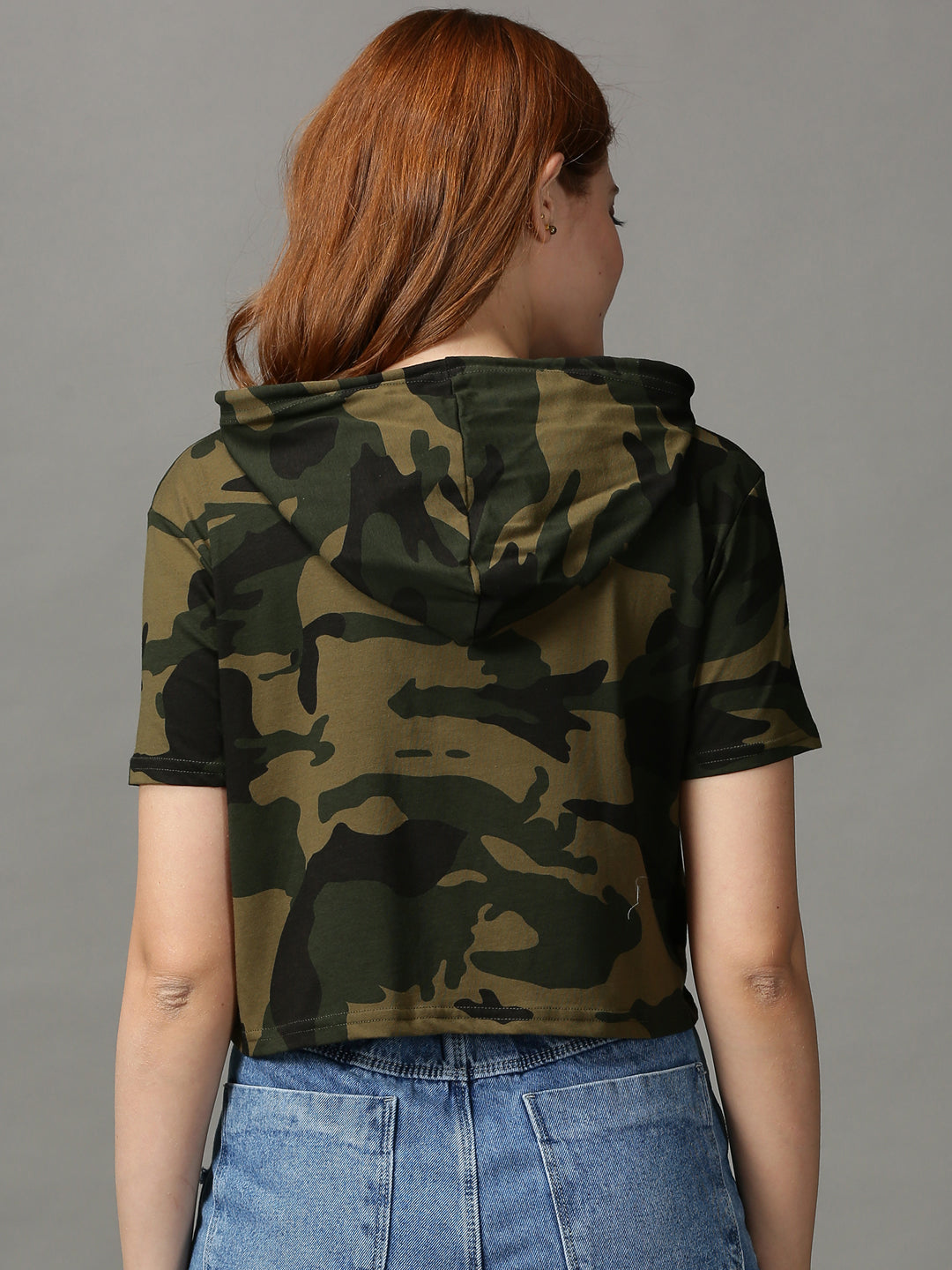 Women's Green Printed Crop Top