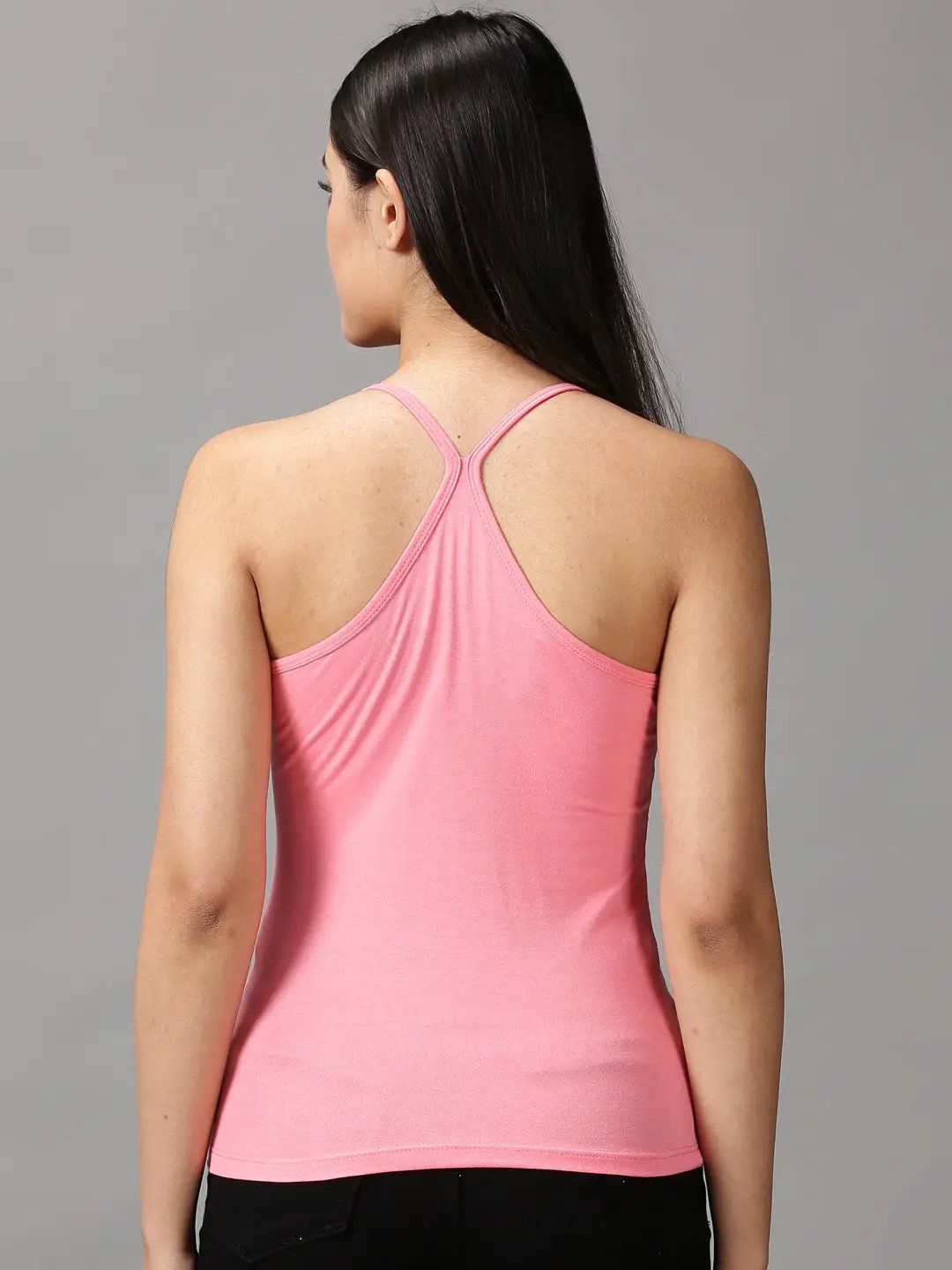 Women's Pink Solid Tank Top