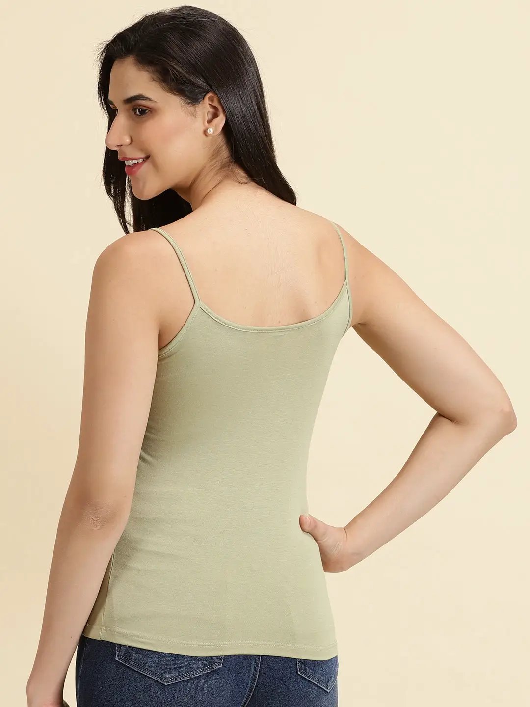 Women's Green Solid Tank Top