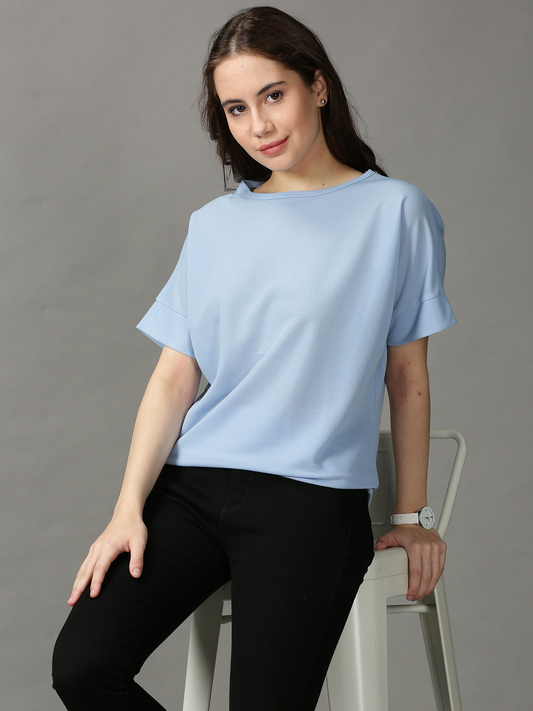 Women's Blue Solid Top