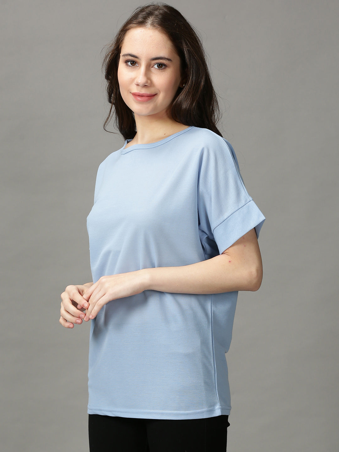 Women's Blue Solid Top