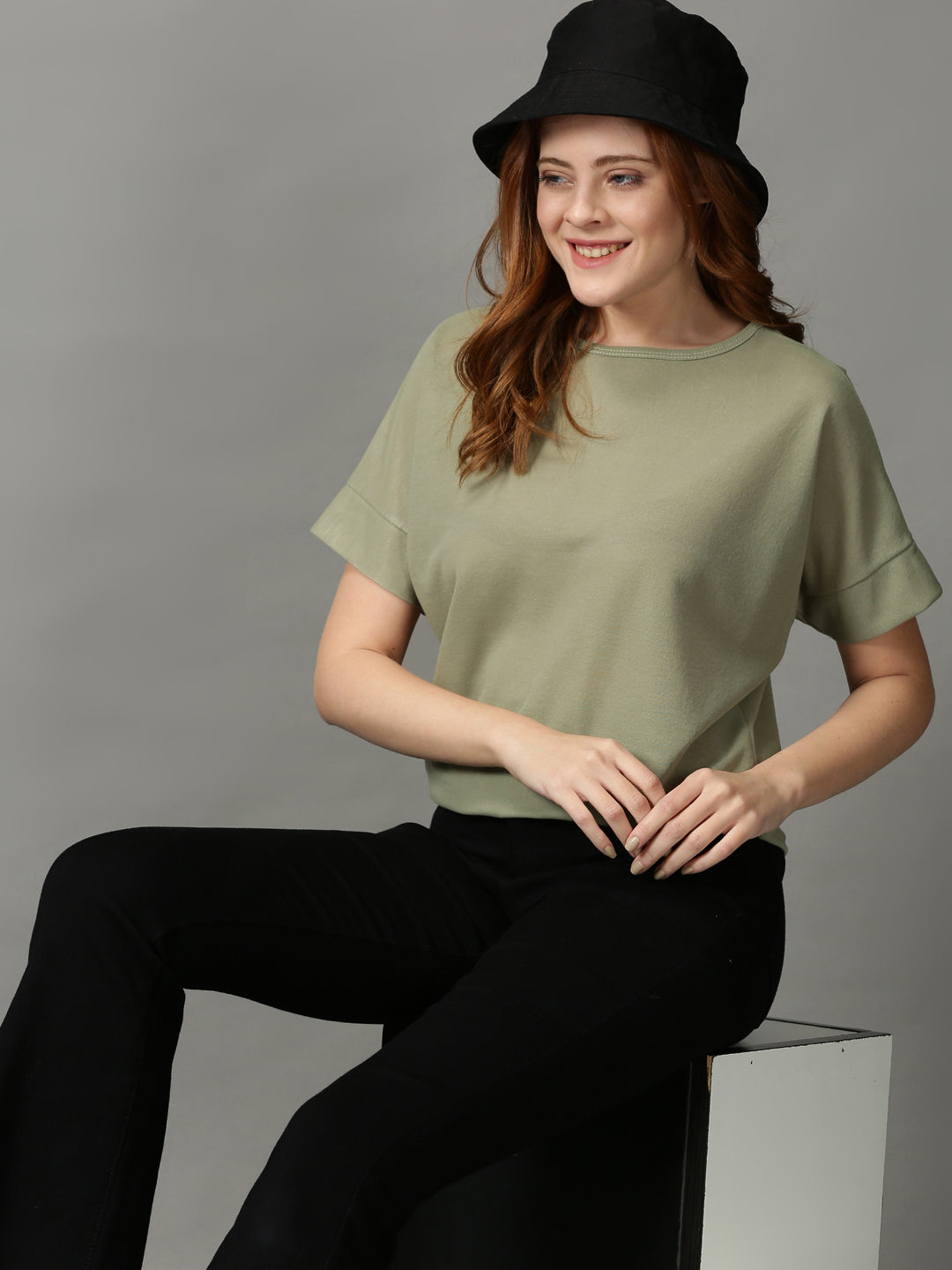 Women's Green Solid Top