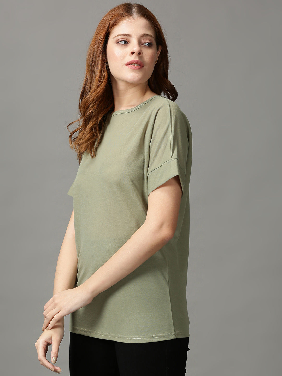 Women's Green Solid Top