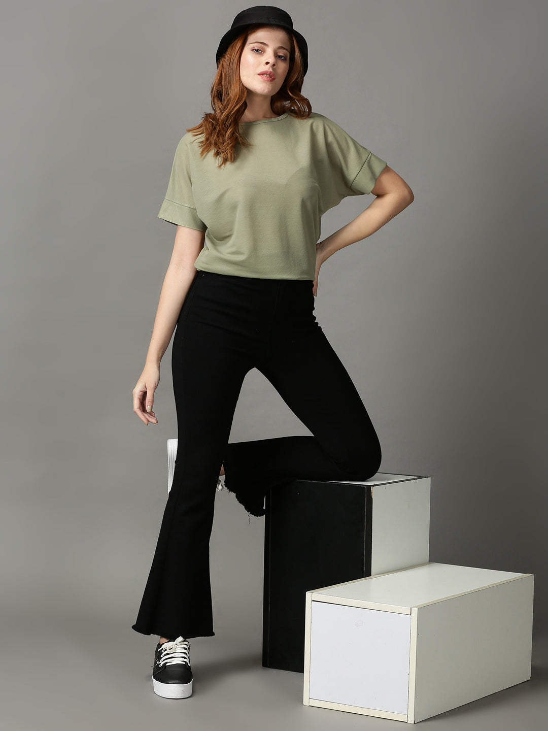 Women's Green Solid Top