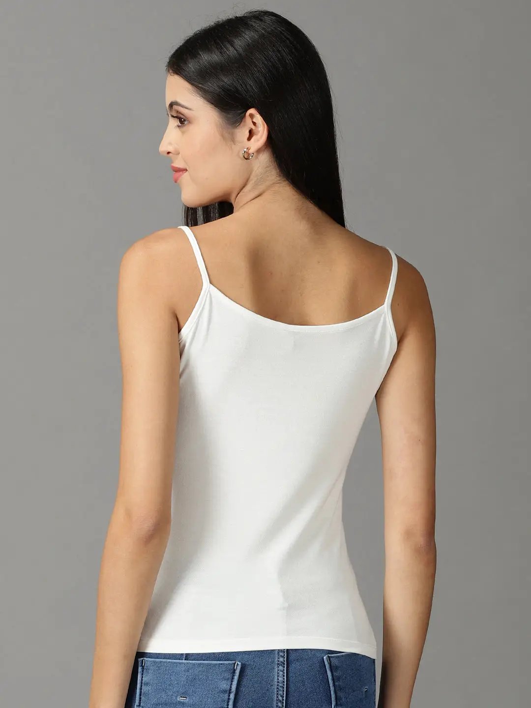 Women's White Solid Top