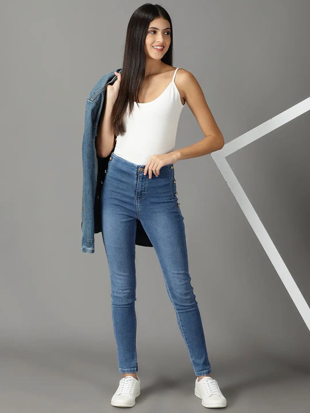 Women's White Solid Top