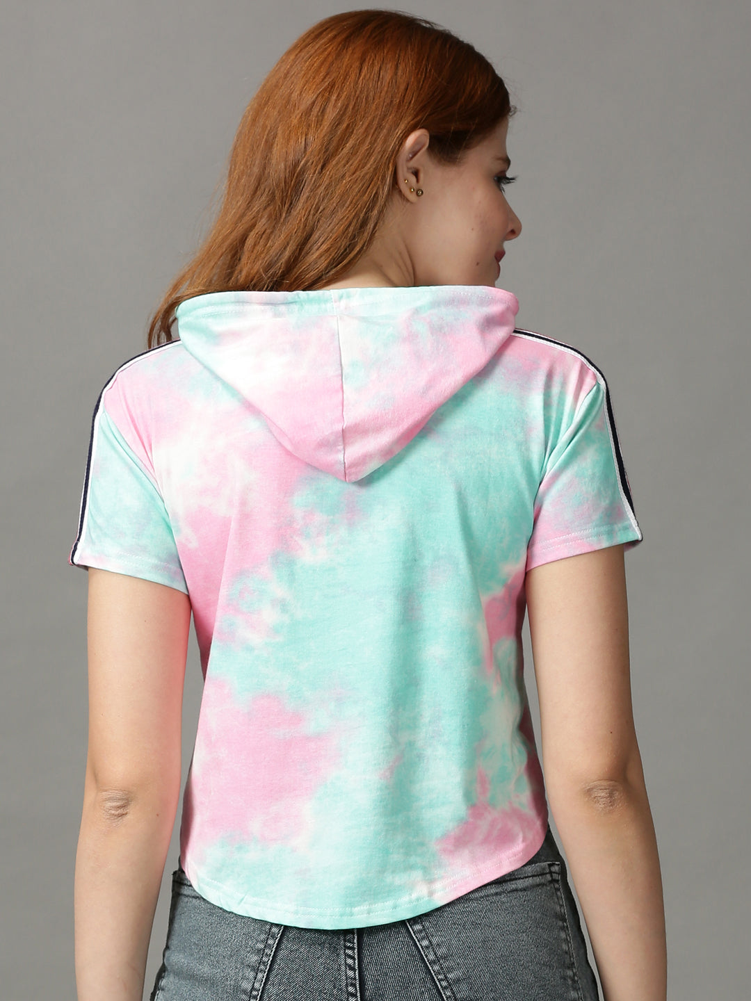 Women's Multi Tie Dye High-Low Crop Top