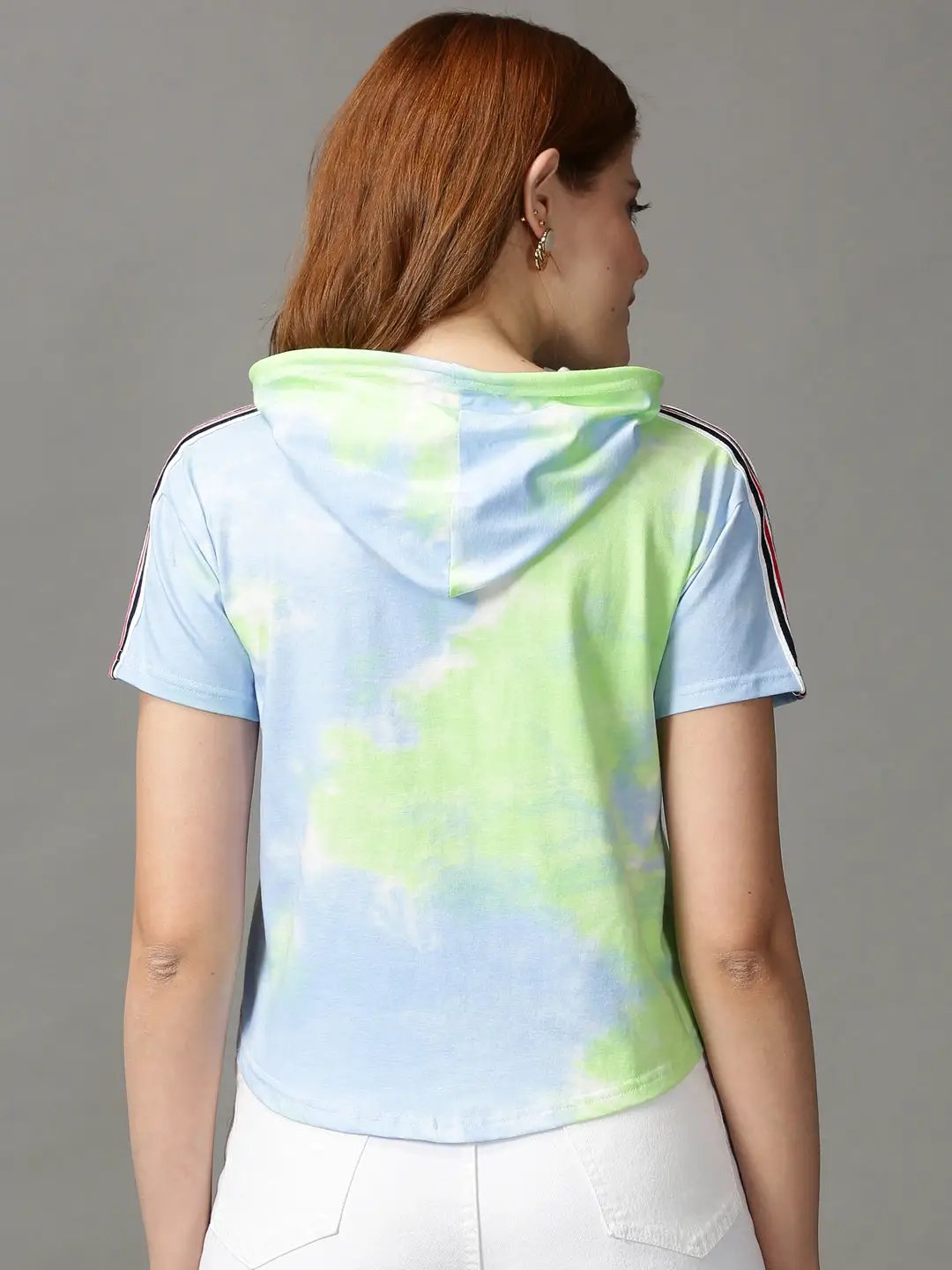 Women's Multi Tie and Dye Printed High-Low Hooded Top - from SHOWOFFFF