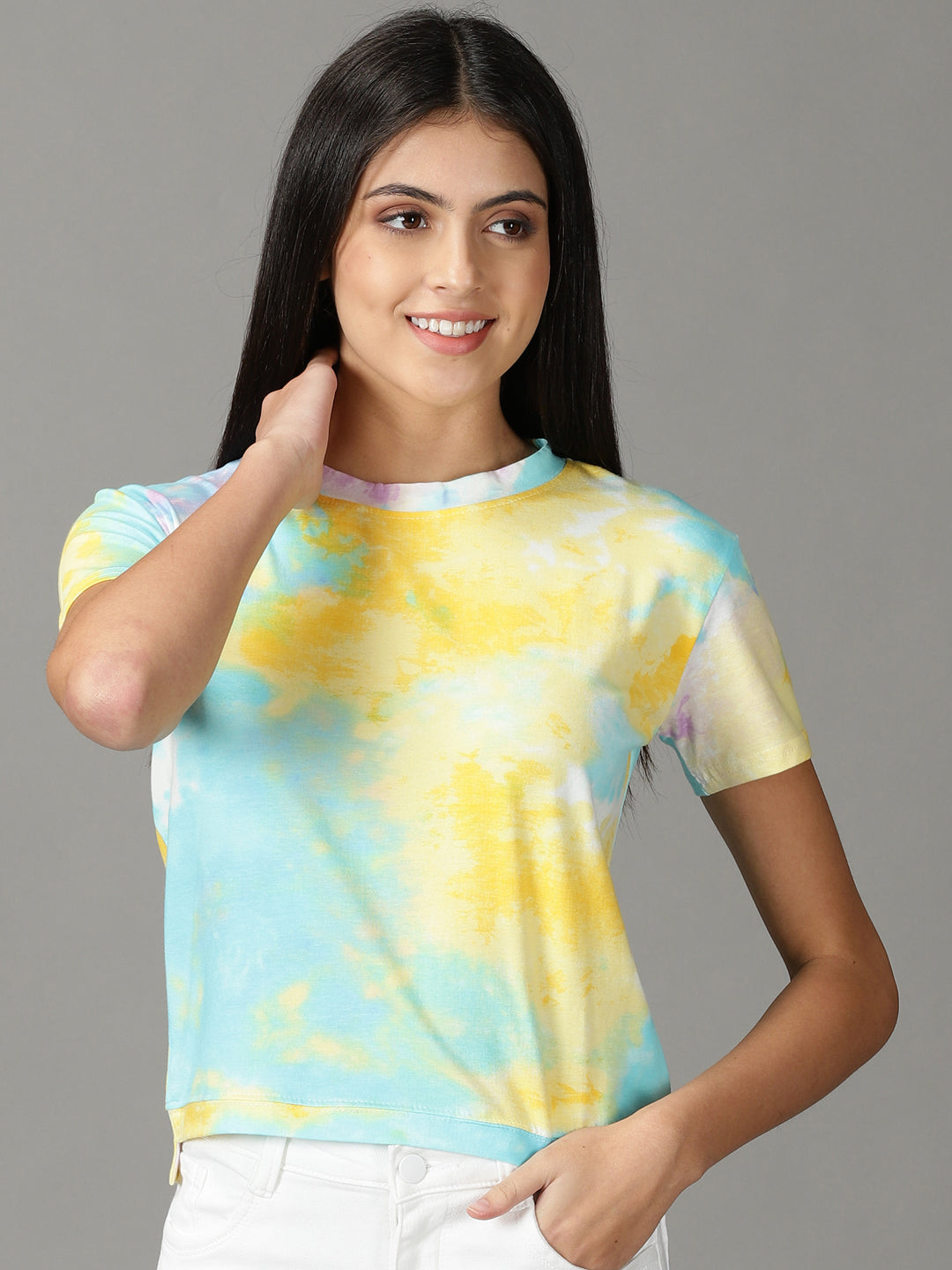 Women's Yellow Tie Dye Top