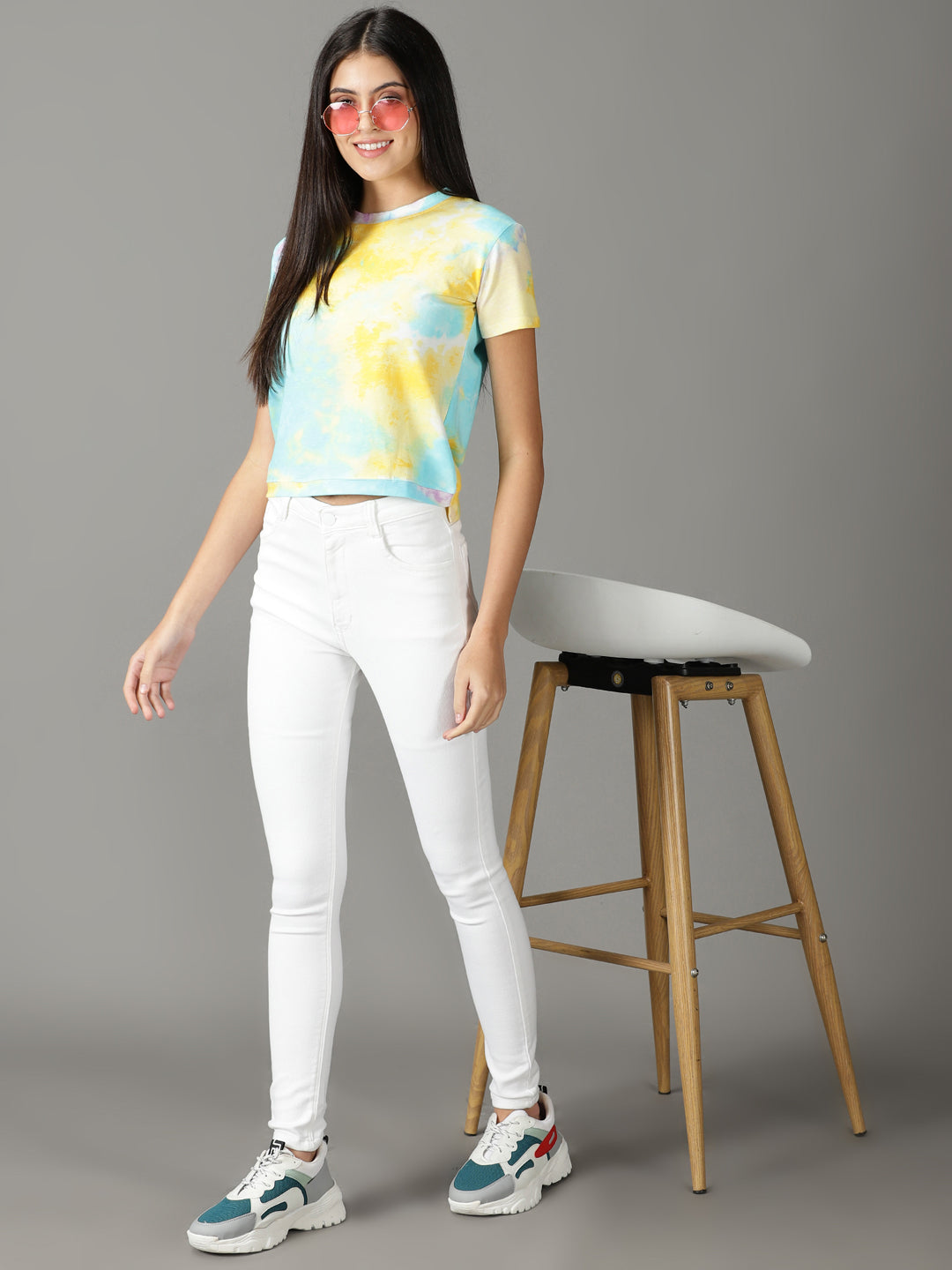 Women's Yellow Tie Dye Top