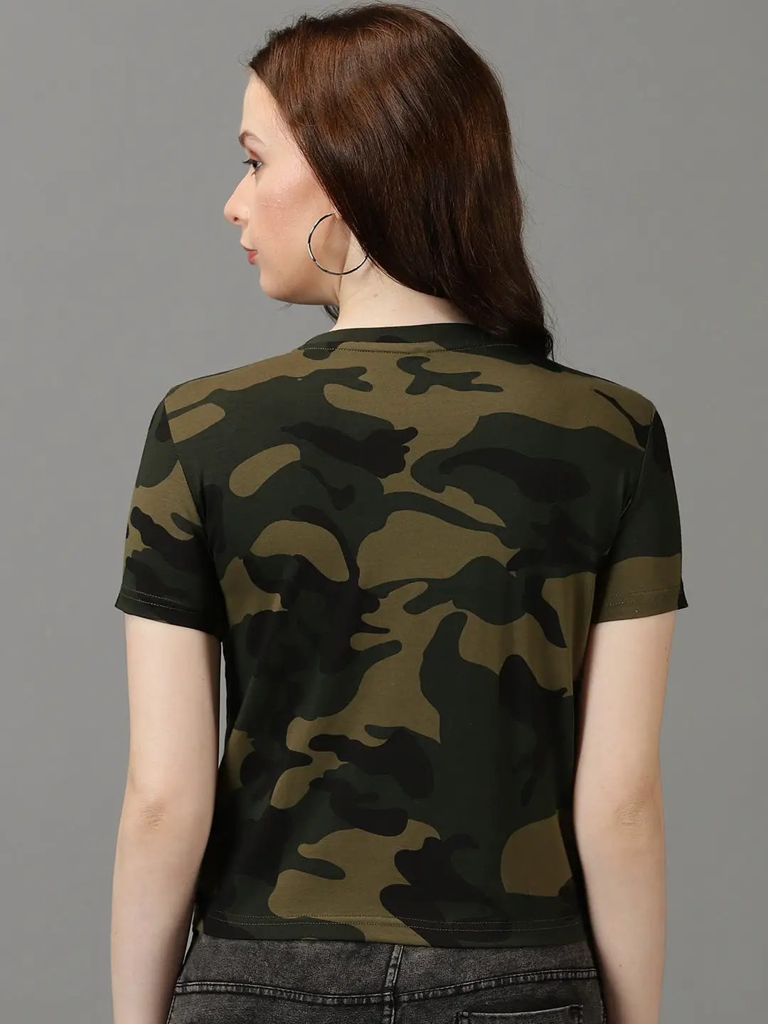 Women's Olive Printed Top