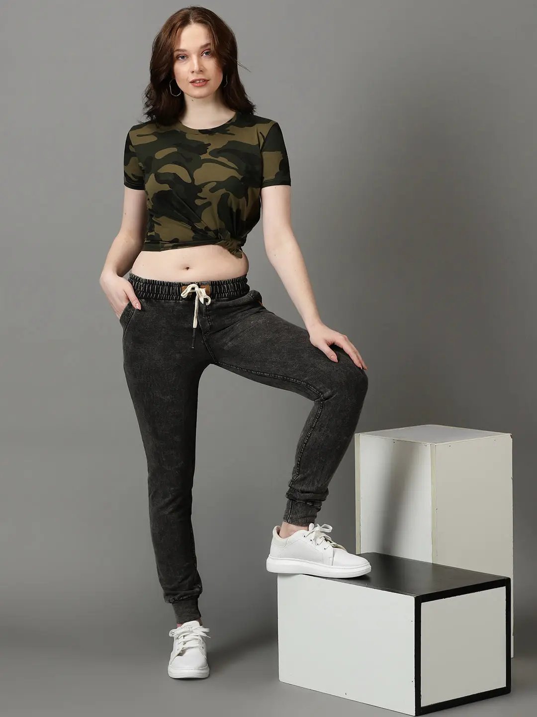 Women's Olive Printed Top