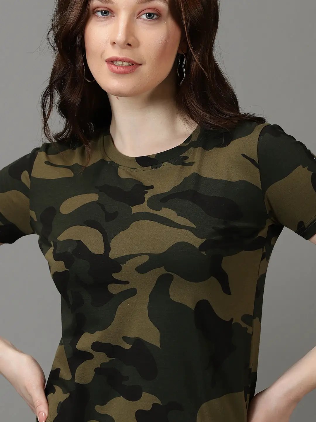Women's Olive Printed Top