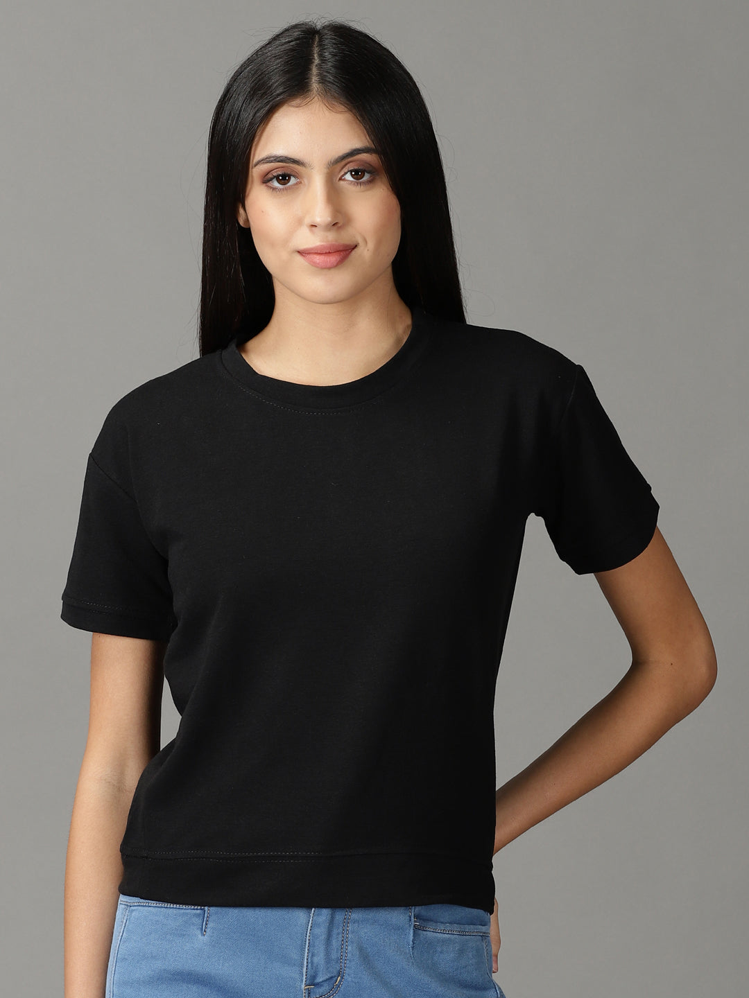 Women's Black Solid Top