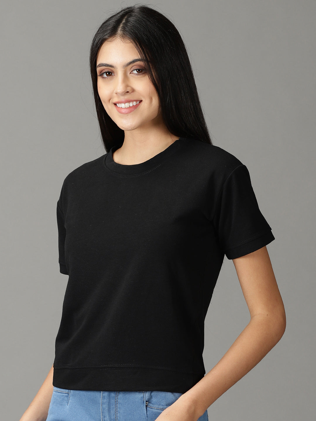 Women's Black Solid Top