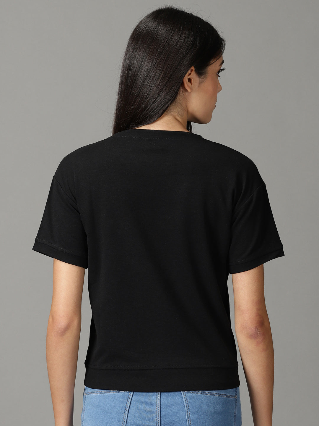 Women's Black Solid Top