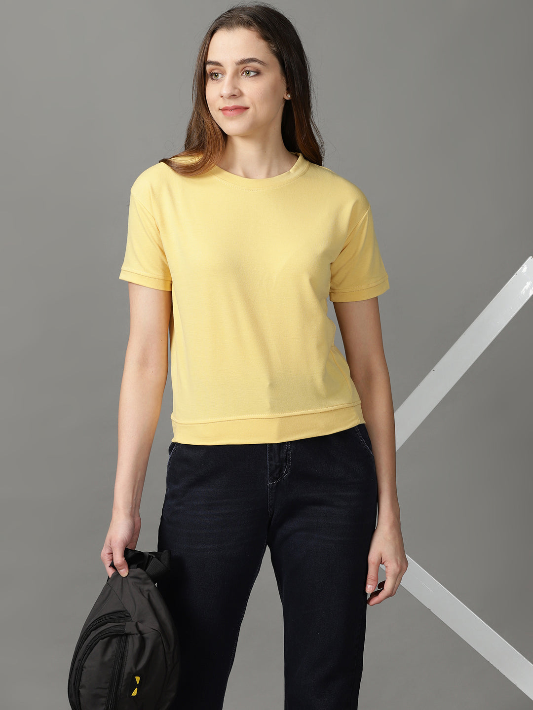 Women's Yellow Solid Top