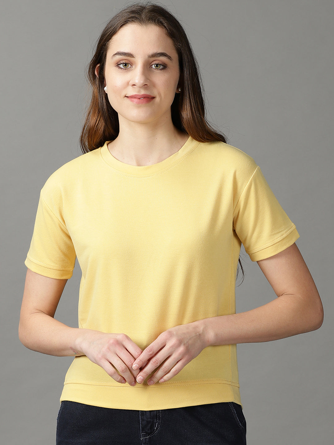 Women's Yellow Solid Top