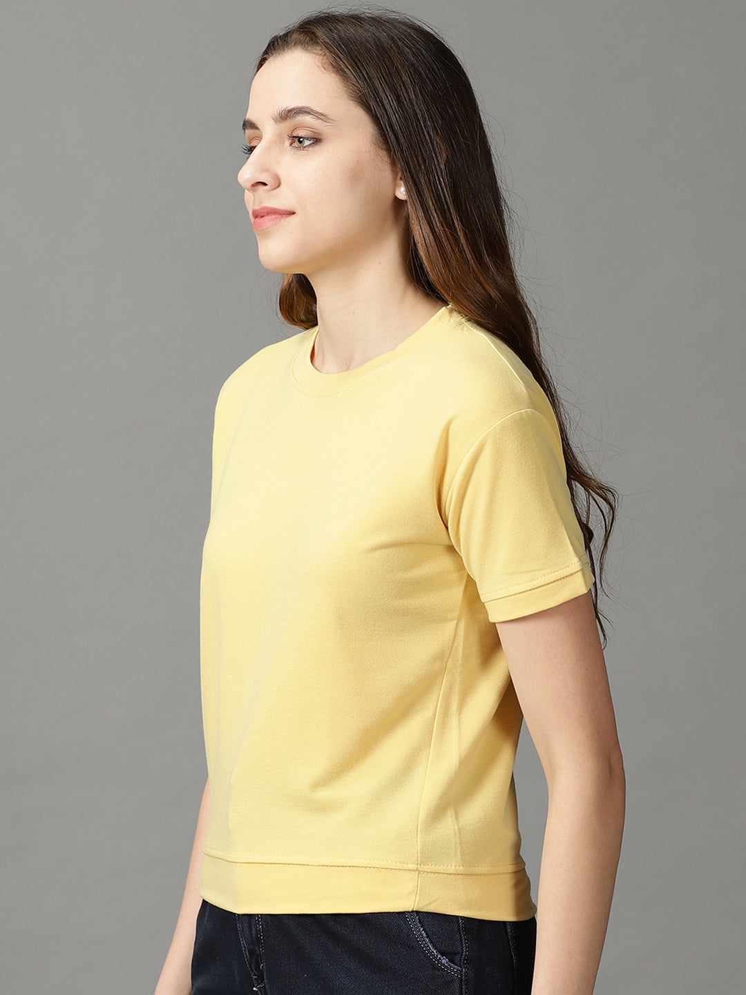 Women's Yellow Solid Top