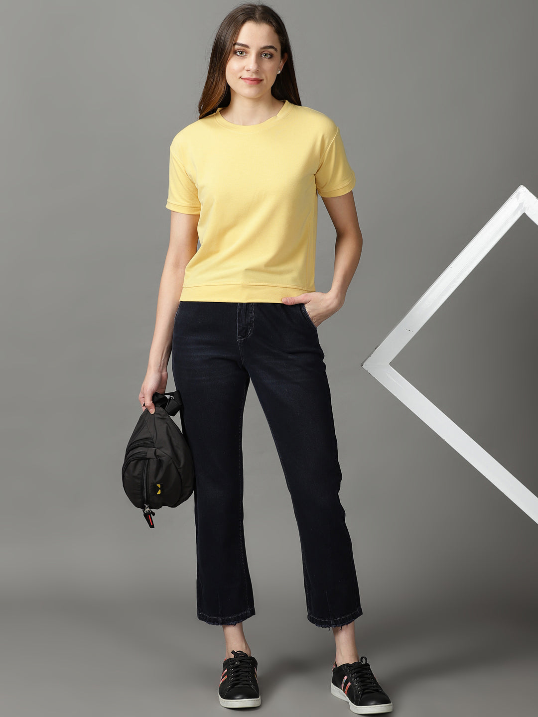 Women's Yellow Solid Top