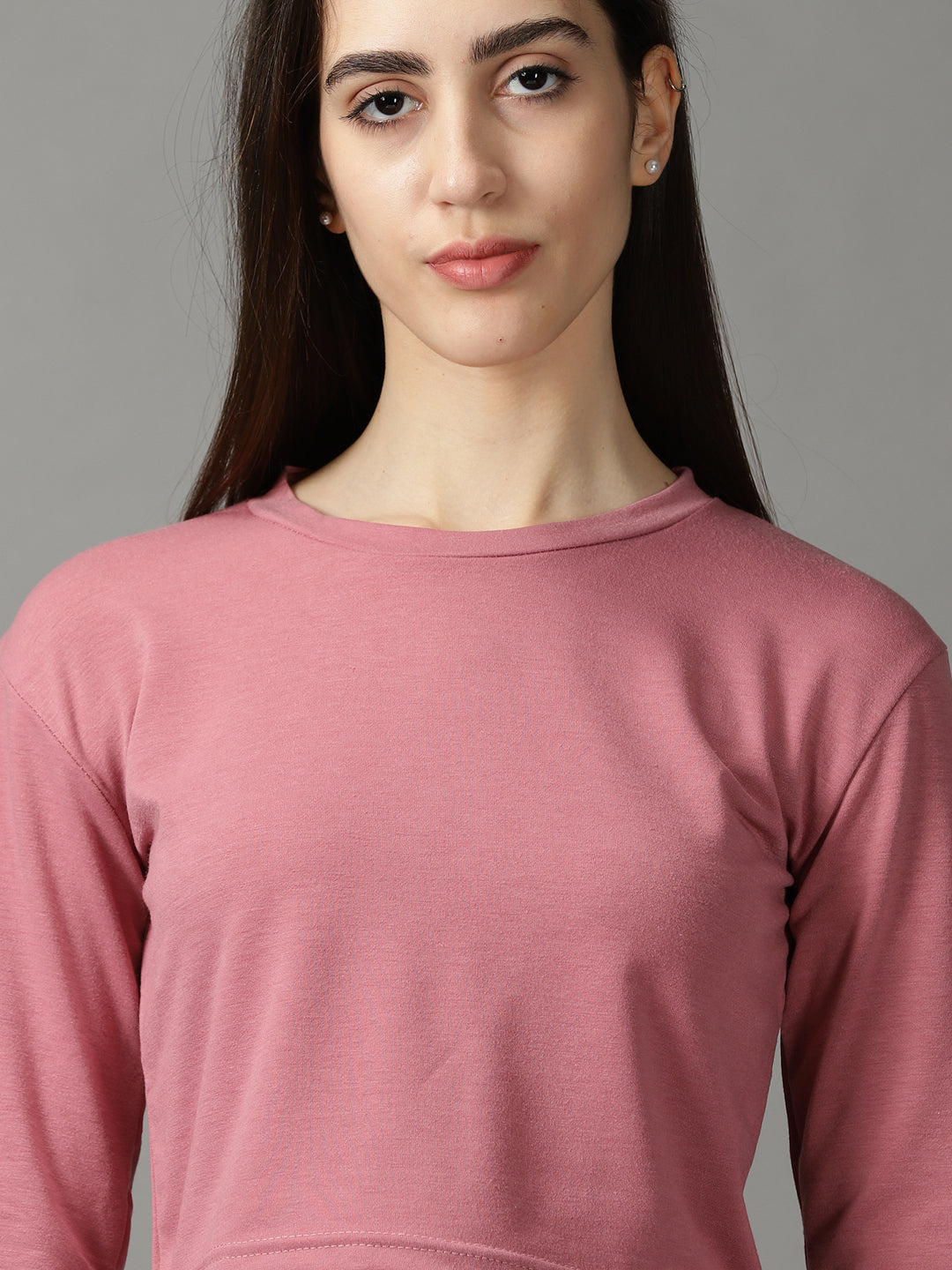 Women's Purple Solid Boxy Crop Top