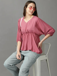 Women's Pink Cinched Waist Top