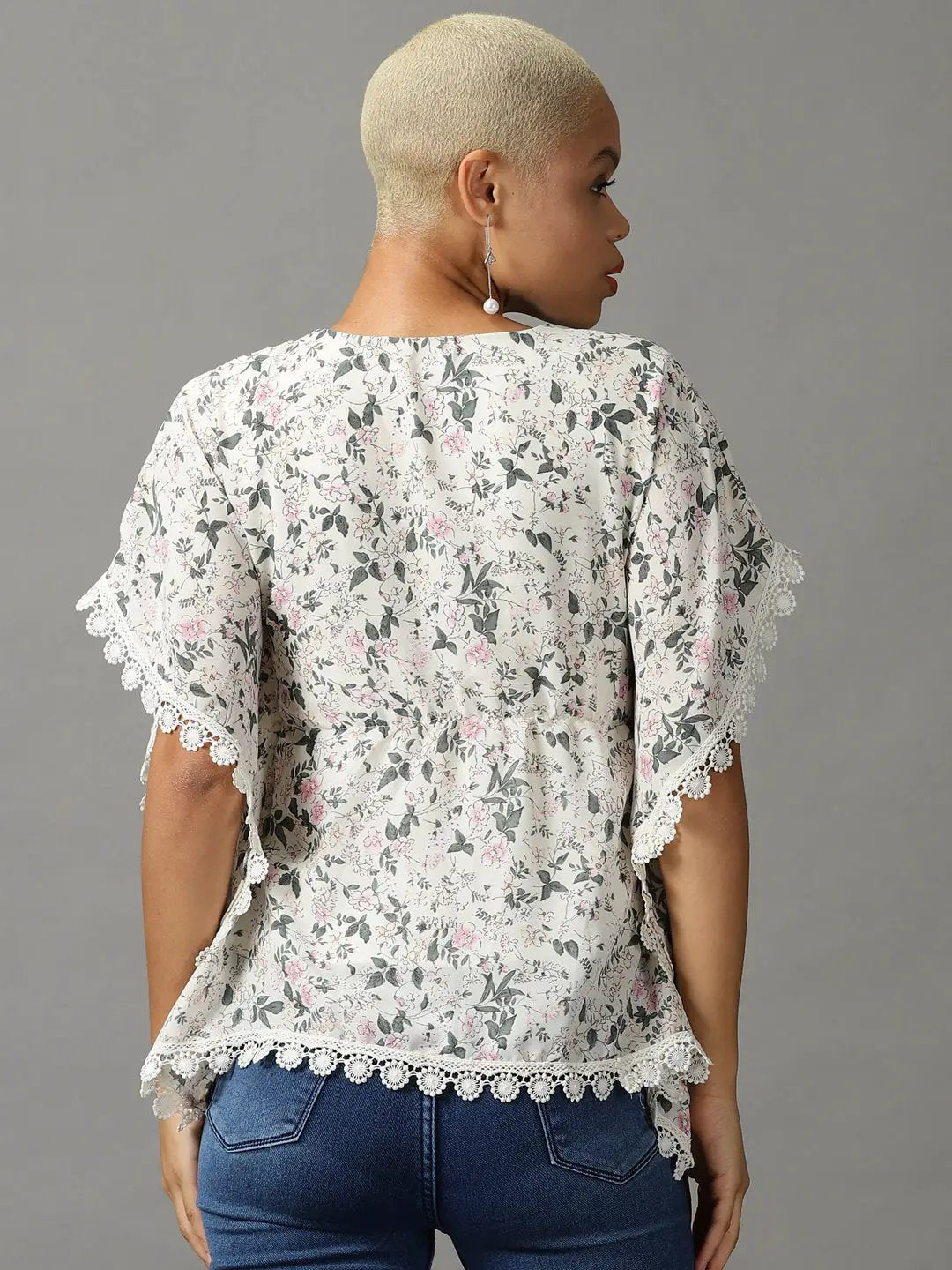 Women's Beige Printed Kaftan Top