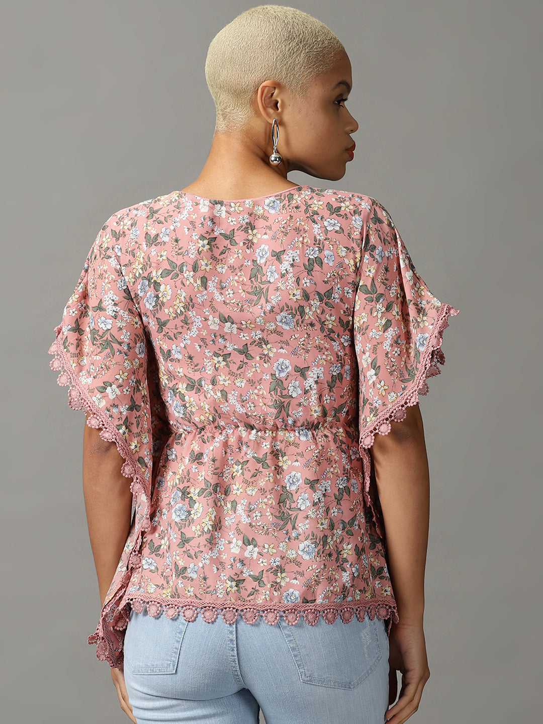 Women's Pink Printed Kaftan Top