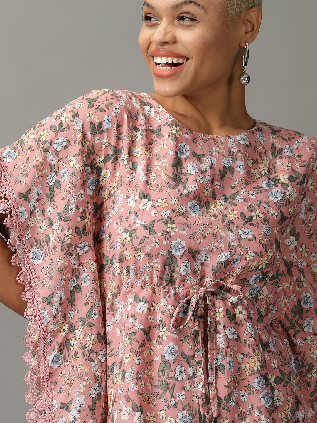 Women's Pink Printed Kaftan Top