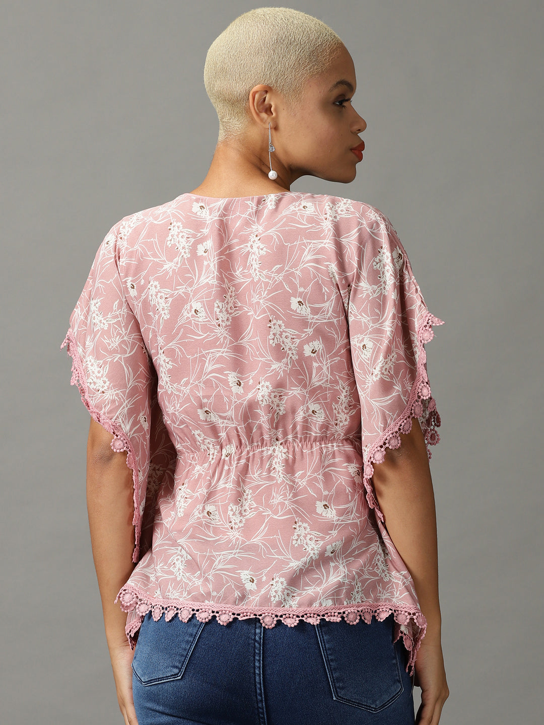 Women's Pink Printed Kaftan Top