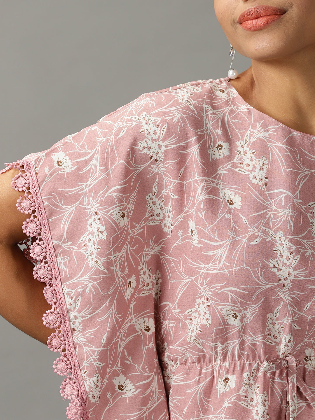 Women's Pink Printed Kaftan Top